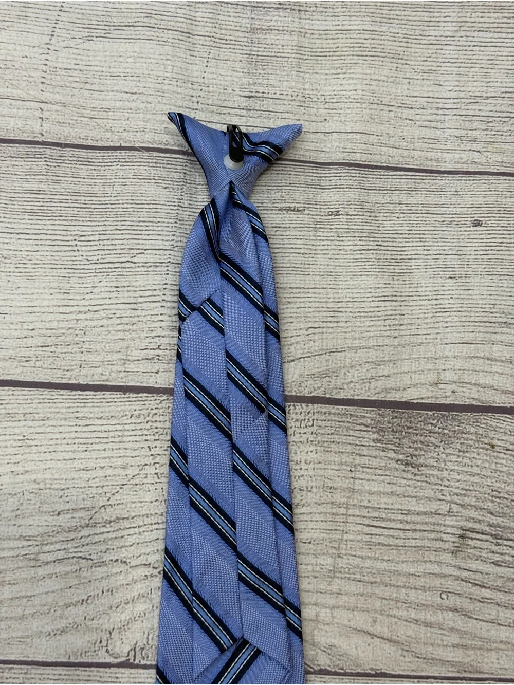 Boys Blue & Black Striped Pre-Tied Necktie 17